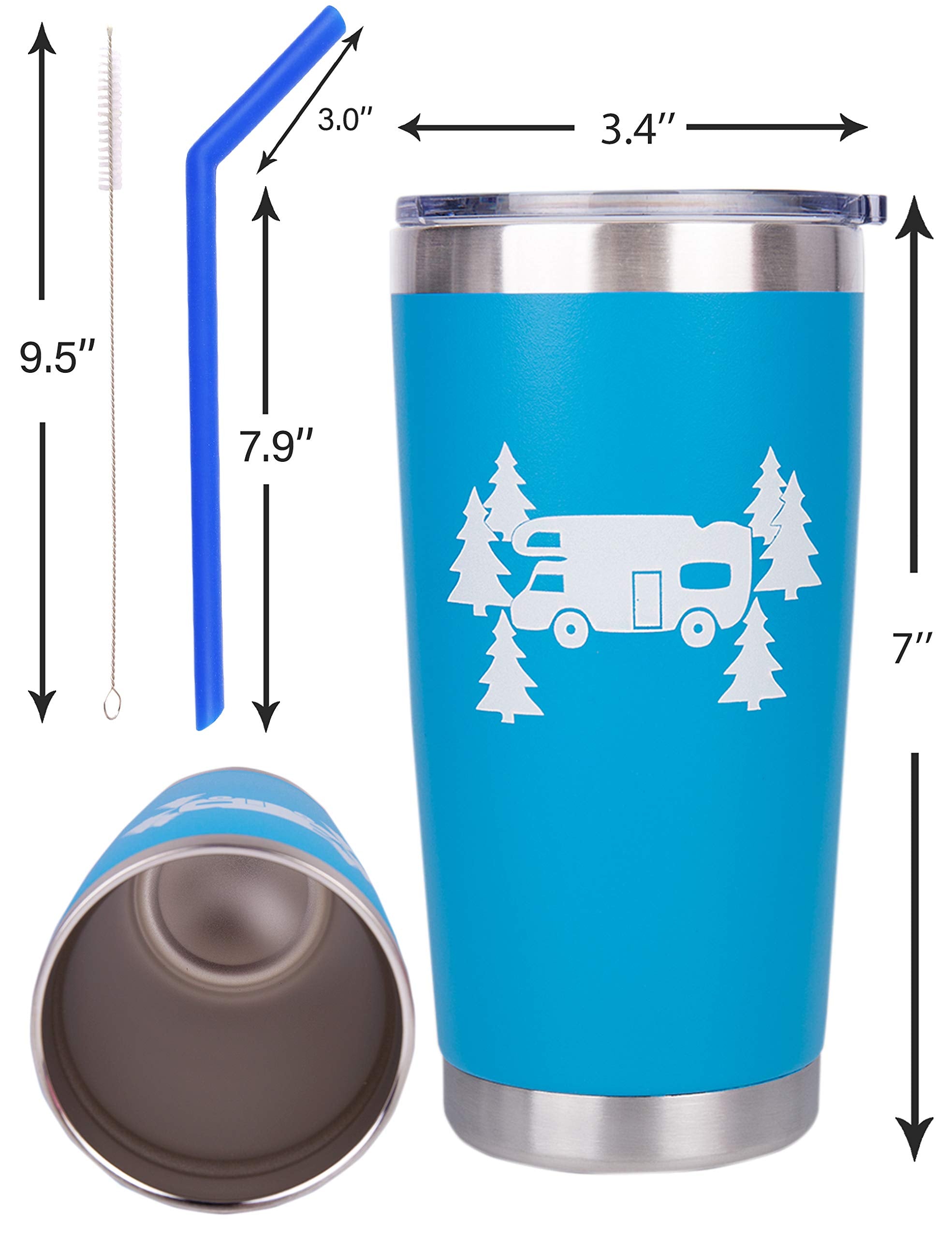 Littlebluedeer Happy Camper Gifts,Happy Camping Insulated Stainless Steel Tumbler,Camping Tumbler,Camping Cup,Camping Mug,Therma